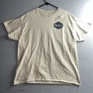 Modelo Cerveza Men’s Beige Cotton Beer Drinking Short Sleeve T Shirt Size XL